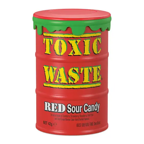 آبنبات خیلی ترش بشکه ای قرمز تاکسیک ویست 42 گرم - Toxic Waste Red Sour Candy