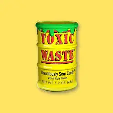 آبنبات خیلی ترش بشکه ای زرد تاکسیک ویست 42 گرم - Toxic Waste Hazardously Sour Candy