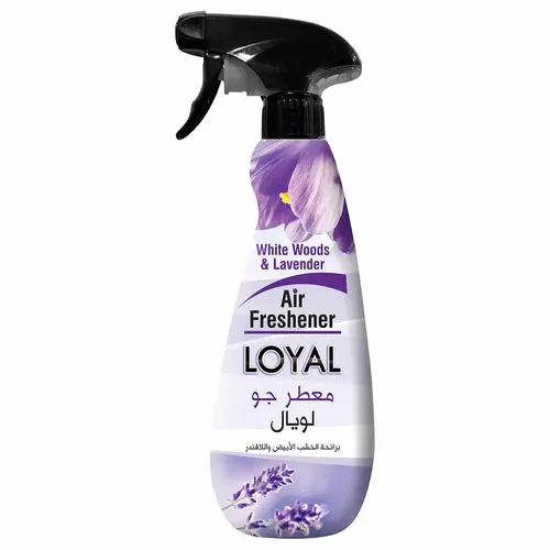 اسپری خوشبوکننده هوا لویال Loyal با رایحه اسطوخودوس و چوب سفید 450 میلی لیتر - Loyal white woods & Lavender