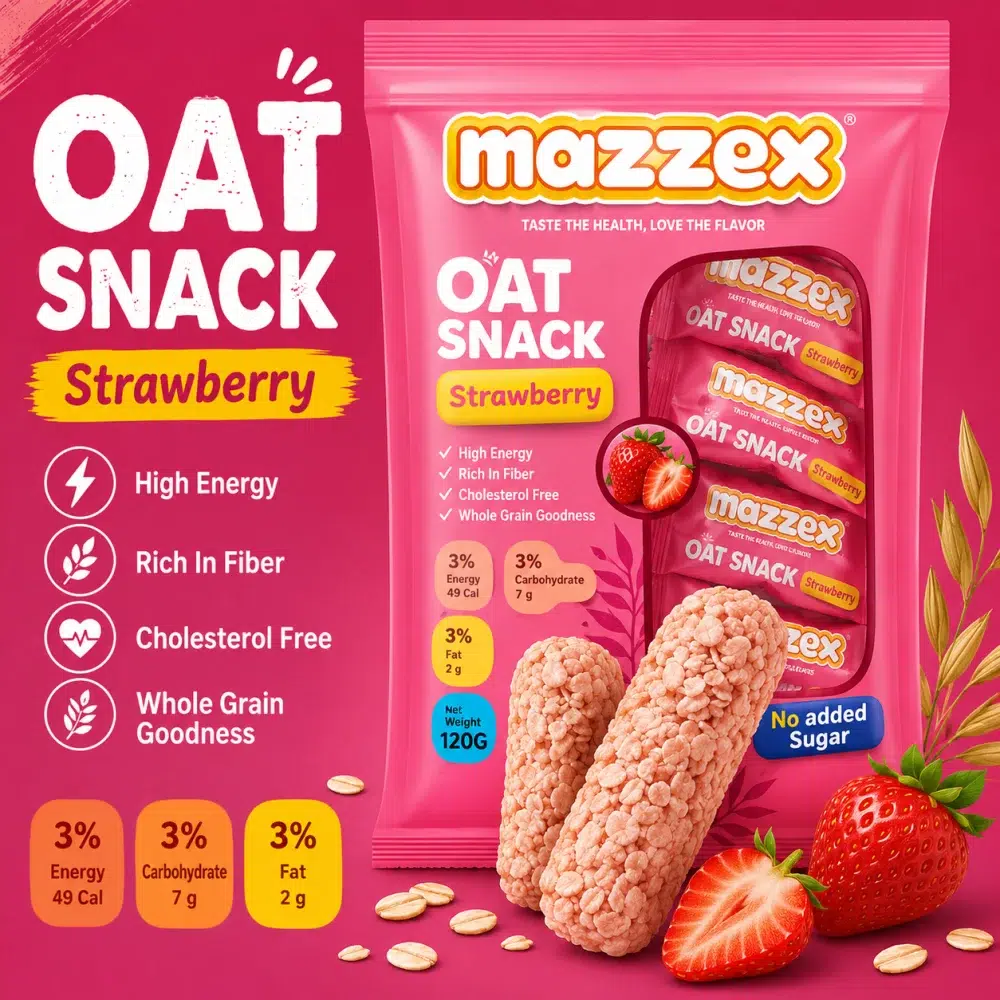 شکلات غلات اوت چوکو بدون شکر توت فرنگی مازکس 120 گرم - Mazzex