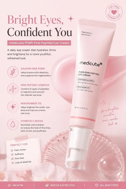 کرم دور چشم PDRN و پپتاید صورتی مدی کیوب | Medicube PDRN Pink Peptide Eye Cream
